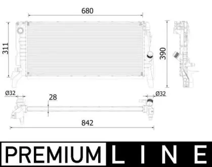 Радіатор двигуна (акпп/мкпп) BMW 2 (F45), 2 GRAN TOURER (F46), X1 (F48), MINI (F57), COUNTRYMAN (F60) 2.0 03.14- MAHLE / KNECHT CR2311000P