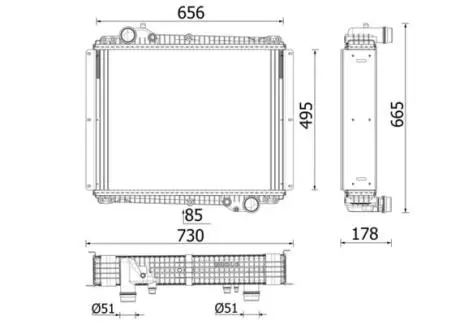 Радіатор двигуна (з рамою) MERCEDES ECONIC 2 OM936.972/OM936.973/OM936.974 04.13- MAHLE / KNECHT CR2669000P