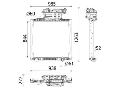 Радіатор двигуна ((en) with frame, з бачком) EURO 6 MAN TGS II, TGX II D1556LF07-D3876LF12 02.20- MAHLE / KNECHT CR2741000P