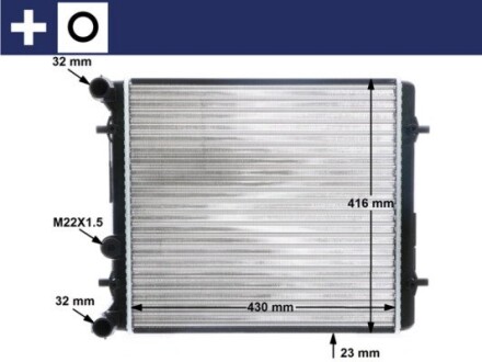 Радиатор охлаждения VW Golf IV 1.4-1.6 97-06/Skoda Octavia 1.4/1.6 96-10 (-AC) (МКПП) MAHLE MAHLE / KNECHT CR 367 000S