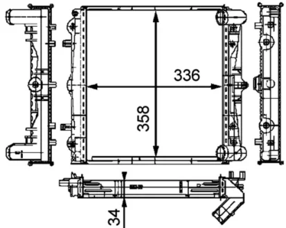Радіатор двигуна (акпп/мкпп) PORSCHE 911, 911 TARGA, BOXSTER 2.5-3.6 09.96-09.05 MAHLE / KNECHT CR383000P