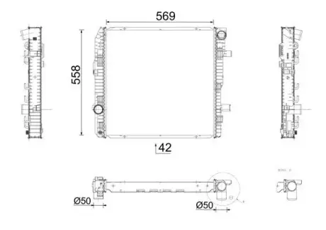 Радіатор двигуна (без рами) MERCEDES ATEGO, ATEGO 2, LK/LN2 OM900.911-OM925.920 03.96- MAHLE / KNECHT CR674000P