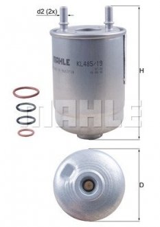 Фильтр топливный Renault Megane/Scenic 1.5-2.0dCi 10- MAHLE / KNECHT KL 485/19D (фото 1)