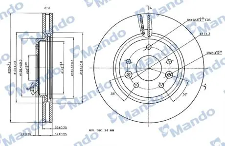 Диск тормозной MANDO MBC035165