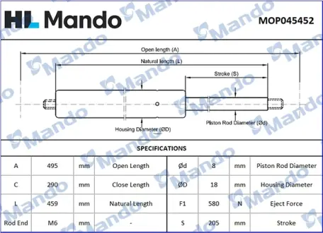 Амортизатор багажника MANDO MOP045452
