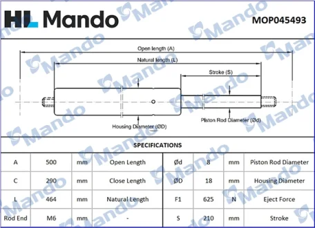 Амортизатор багажника MANDO MOP045493