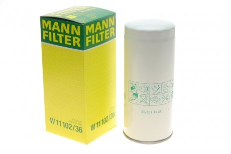 Фільтр масляний Renault Magnum/Premium/Midlum/Major 90- -FILTER MANN W 11 102/36 (фото 1)