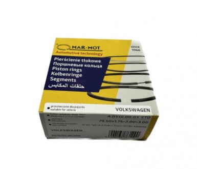 Кільця поршневі Audi/Volkswagen/Seat/Skoda 1.9-2.4 1X-ABL-1Y-AAB-AJA-AAZ Disel 79.5mm STD 1.75-2.0-3mm Mar-Mot 4.0310.00.03