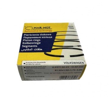 Кільця поршневі Audi/Volkswagen/Seat/Skoda 1.6-1.8 RP-PF-ABS-AAM-ADZ-1F-PM-EZ 81.00mm +0.50 ремонт Mar-Mot 4.0311.50.03