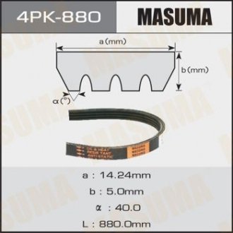 Ремінь поліклінової 4PK- 880 MASUMA 4PK880 (фото 1)