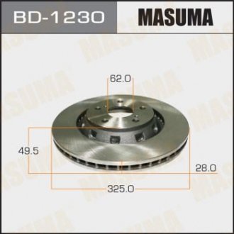 Диск гальмівний передній Toyota Venza (09-16) (Кратно 2 шт) MASUMA BD1230