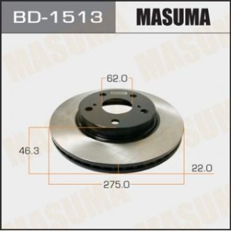 Диск гальмівний передній Toyota Corolla (06-) (Кратно 2 шт.)) MASUMA BD1513