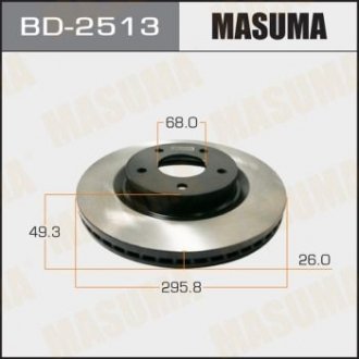 Диск гальмівний передній Nissan Teana (08-14) (Кратно 2 шт) MASUMA BD2513 (фото 1)