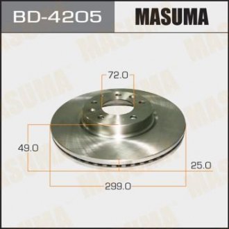 Диск гальмівний передній Mazda 6 (07-12) (Кратно 2 шт) MASUMA BD4205 (фото 1)