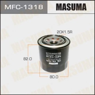 Фільтр масляний Kia, Hyundai, Mazda, MMC, Subaru, (83-) D=78.5mm, H=76mm, M20x1.5 MASUMA MFC1318 (фото 1)