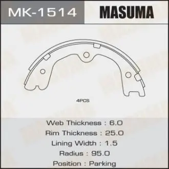 Колодка тормозная стояночного тормоза Nissan Pathfinder (05-14) MASUMA MK1514