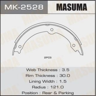 Колодка гальмівна гальма стоянки Lexus LX570/ Toyota Land Cruiser (07-) (4 шт) MASUMA MK2528 (фото 1)