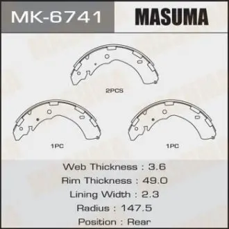 Колодка тормозная барабанная MASUMA MK6741