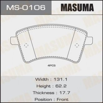 Колодки гальмівні передні MERCEDES-BENZ 109 CDI (415.601, 415.603, 415.605), 108 MASUMA MS0106 (фото 1)