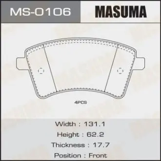 Колодки тормозные передн MERCEDES-BENZ 109 CDI (415.601, 415.603, 415.605), 108 MASUMA MS0106
