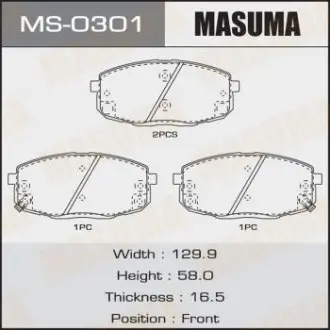 Колодка тормозная передняя Hyundai i30 (07-)/Kia Ceed (06-) MASUMA MS0301