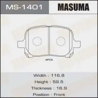Колодка гальмівна передня Toyota Camry (-01) MASUMA MS1401