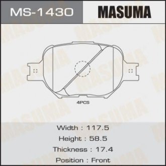 Колодка тормозная передняя Toyota Corolla (14-) MASUMA MS1430