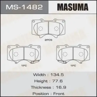 Колодка гальмівна передня Mitsubishi Pajero (06-)/ Toyota Hilux (11-), Land Cruiser Prado (02-09) MASUMA MS1482