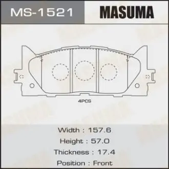 Колодка гальмівна передня Toyota Camry (06-) MASUMA MS1521