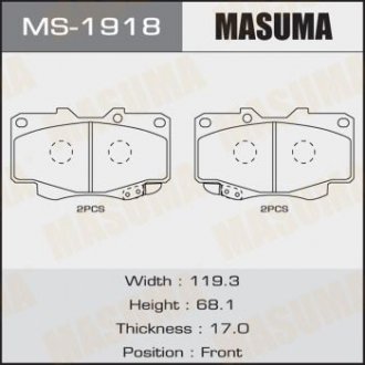 Колодка гальмівна передня Toyota Hilux (05-12) MASUMA MS1918 (фото 1)