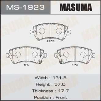 Колодки гальмівні передні TOYOTA YARIS, TOYOTA COROLLA (06-14) MASUMA MS1923