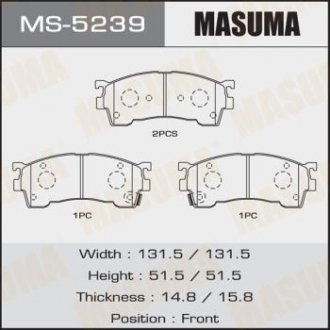 Колодка тормозная передняя MASUMA MS5239
