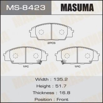 Колодка гальмівна передня HONDA CIVIC VIII, FR-V MASUMA MS8423 (фото 1)