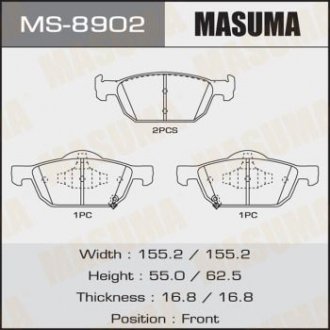 Колодка гальмівна передня Honda Accord, Civic (08-) MASUMA MS8902 (фото 1)