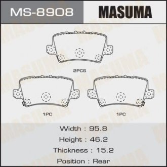 Колодка тормозная задняя Honda Civic (06-12) MASUMA MS8908 (фото 1)