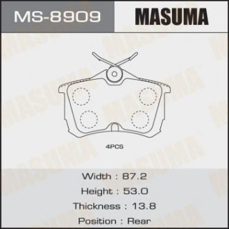 Колодки гальмівні задні HONDA CIVIC IX (08-16) MASUMA MS8909 (фото 1)