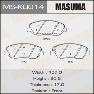 Колодки гальмівні передні SSANGYONG KORANDO, KIA SORENTO III (UM) 2.2 CRDi (15-2 MASUMA MSK0014