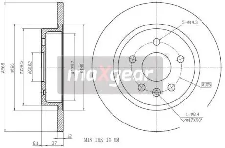 Тормозной диск OPEL T. ASTRA 09- KOLA 15 CALI MAXGEAR 192333