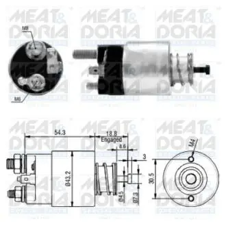 Соленоїд стартера (12В) HYUNDAI ATOS, GETZ, I10 I, KIA PICANTO I 1.0/1.1 02.98-12.13 MEAT&DORIA 46135