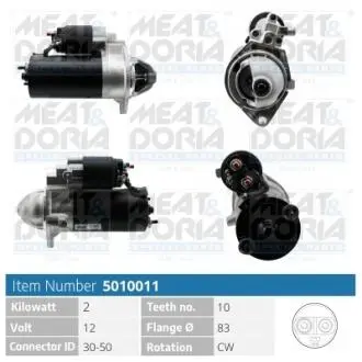 Стартер Opel Astra/Vectra/Zafira 2.0/2.2 CDTI 96-15 (12V/2kw) (z=10) = 113674 MEAT&DORIA 5010011