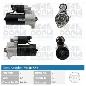 Стартер VW LT 2.5D 99-06 (2kw) (z=9) = 112430 MEAT&DORIA 5010221