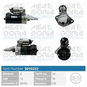 Стартер Audi A4/A6/A8 2.5 TDI 97-06 (2kw) (z=10) = 111995 MEAT&DORIA 5010232