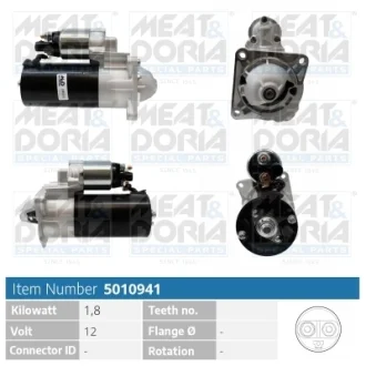 Стартер (12В, 1,8кВт, новий) JEEP CHEROKEE, COMPASS 2.0D/2.2D 04.14- MEAT&DORIA 5010941