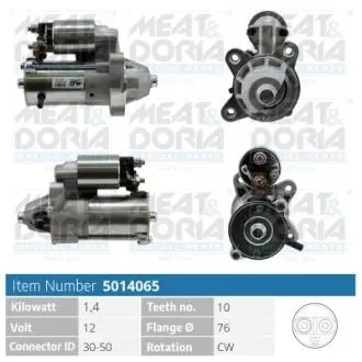 Стартер Ford Connect 1.8TDCi 02- = 113910 MEAT&DORIA 5014065