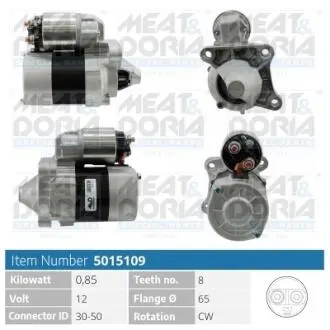 Стартер Renault Clio/Kangoo/Megane/Scenic/Dacia Dokker/Duster 1.4-1.6 97- (1kw) (z=8/9) = 112218 MEAT&DORIA 5015109 (фото 1)