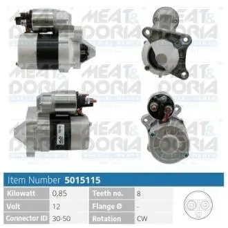 Стартер Renault Kangoo 1.6 16V 01-/99-08/Laguna 1.6 i 01-07 (12V/0.85kw) (z=8) = 113932 MEAT&DORIA 5015115