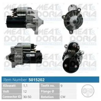 Стартер Citroen Berlingo/Jumper/Peugeot Boxer/Expert 1.8-2.0i 94-02 (1.1kw) (z=9/10/11) = 111130 MEAT&DORIA 5015202