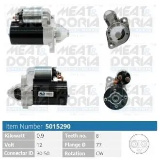 MEATDORIA HYUNDAI Стартер ACCENT II (LC) 1.5 00-03, GETZ (TB) 1.6 02-05, KIA CERATO I 1.6 04-09 MEAT&DORIA 5015290