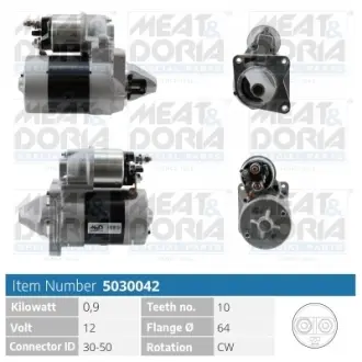 MEATDORIA FIAT Стартер PUNTO (188_) 1.2 60 00-09 MEAT&DORIA 5030042