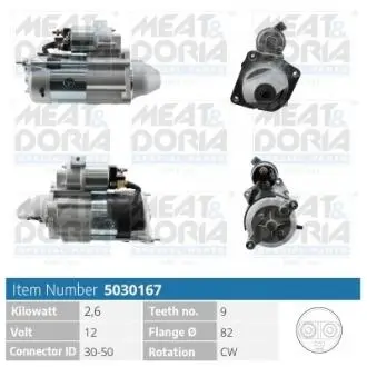 Стартер Citroen Jumper/Fiat Ducato/Peugeot Boxer 2.8HDi 99- (2.6kw) (z=9) = 112026 MEAT&DORIA 5030167